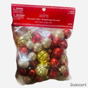 55pc Christmas Red Gold Bowl Vase Decorative Ornament Filler 1 Pack Ashland